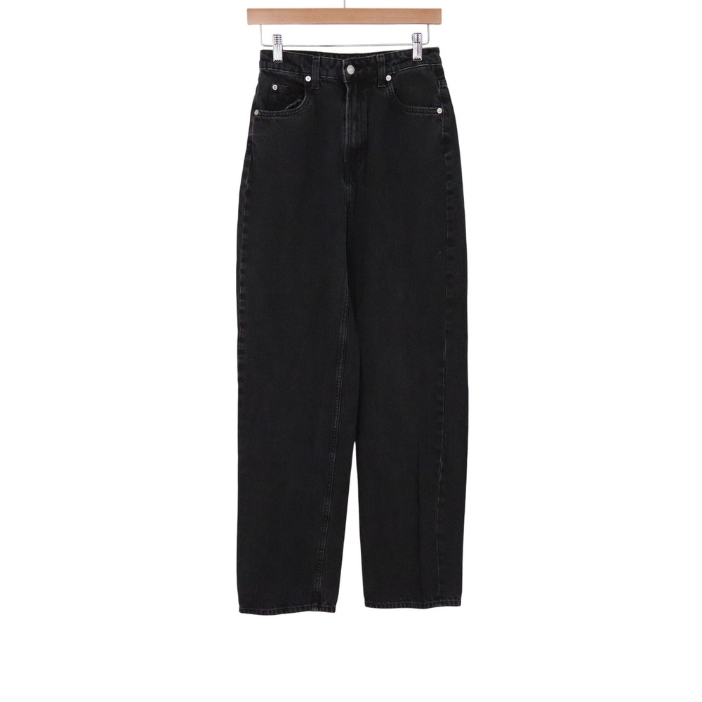H&M Jeans Womens 2 90s Baggy Ultra High Waist Black Denim Straight Excellent